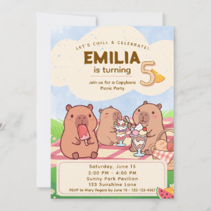 Capybara Birthday Picnic Invitation