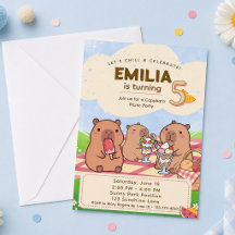 Capybara Birthday Picnic Invitation
