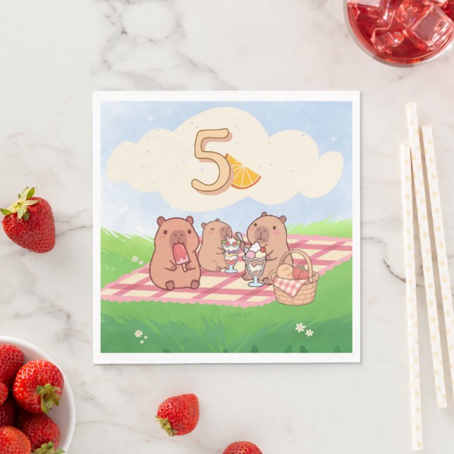 Capybara Birthday Picnic  Napkin (Insitu)