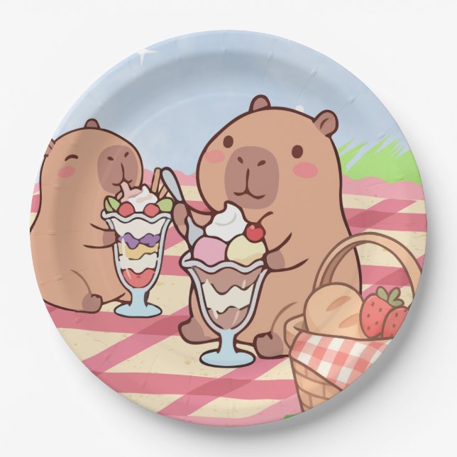 Capybara Birthday Picnic  Paper Plate (Front)