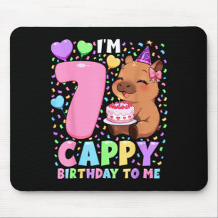 Capybara Birthday Shirt 7 Kawaii Girl Capybara 7th Mouse Mat