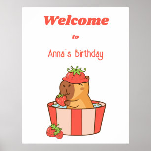 Capybara Birthday Sign   Cute Animal Party sign