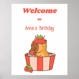 Capybara Birthday Sign | Cute Animal Party sign