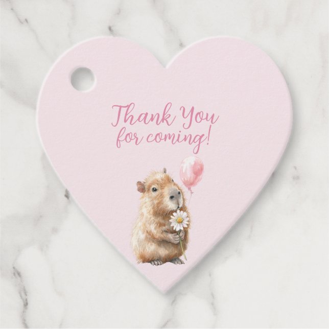 Capybara Birthday Thank You Favour Tags (Front)