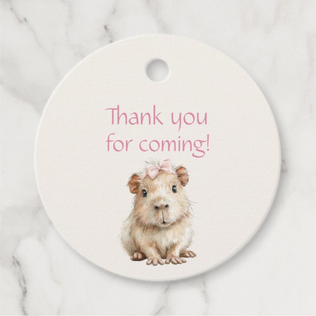 Capybara Birthday Thank You Favour Tags (Front)