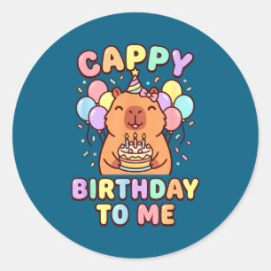 Capybara birthday to me cappy birthday classic round sticker