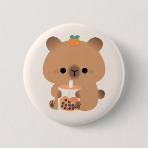 Capybara Boba 6 Cm Round Badge
