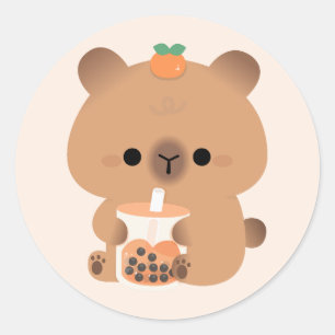 Capybara Boba Classic Round Sticker