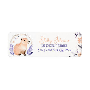 Capybara Boho Floral Design - Return Address