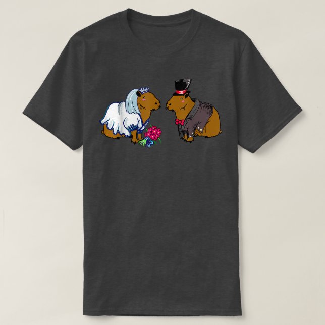 Capybara Bride & Groom Wedding Illustration 165 T-Shirt (Design Front)