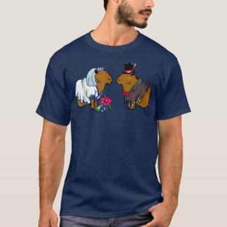 Capybara Bride & Groom Wedding Illustration T-Shir T-Shirt