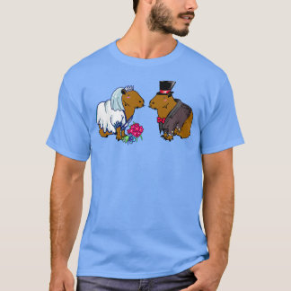 Capybara Bride & Groom Wedding Illustration  T-Shirt