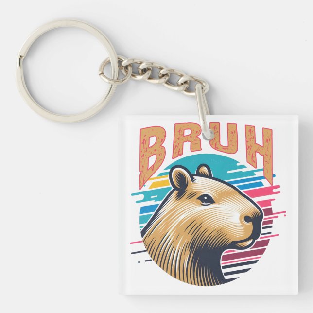 Capybara Bruh Funny Bruh Capybara Lovers Men Kids Key Ring (Front)
