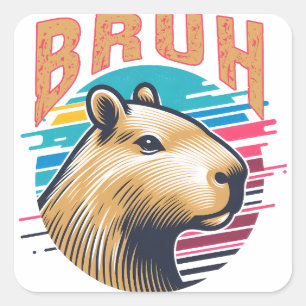 Capybara Bruh Funny Bruh Capybara Lovers Men Kids Square Sticker