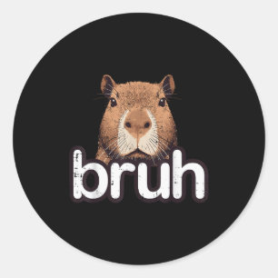 Capybara Bruh Funny Capy Meme Rodent Men Boys Kids Classic Round Sticker
