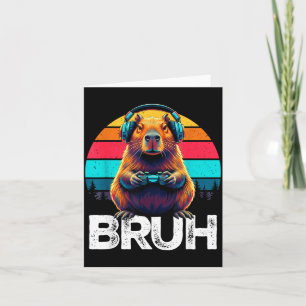 Capybara Bruh Funny Gamer Retro Capybara Gaming Card