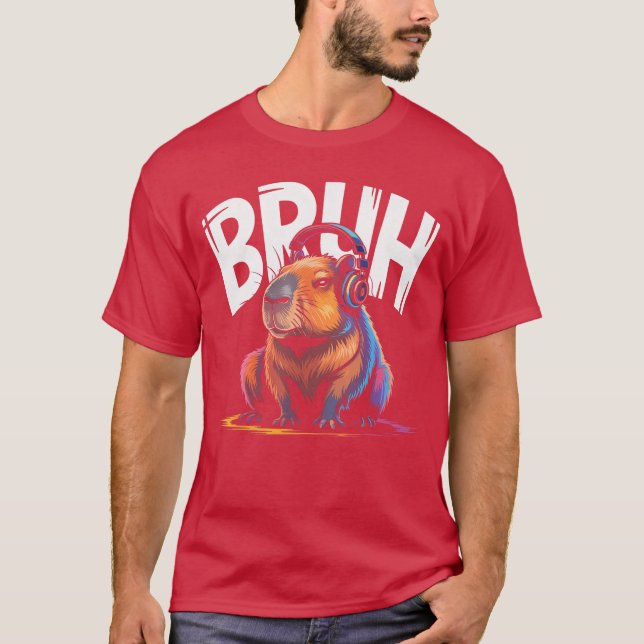 Capybara Bruh Headphone Video Game funny T-Shirt (Front)