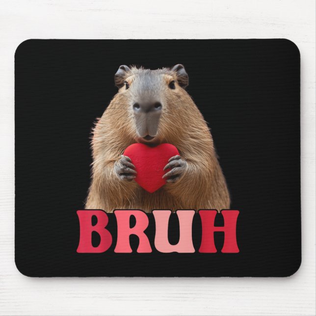 Capybara Bruh Meme Funny Saying Teens Boys Valenti Mouse Mat (Front)