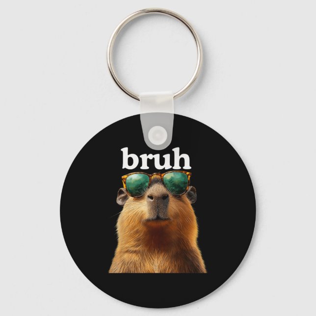 Capybara Bruh With Sungles Funny Meme Lovers Men W Key Ring (Front)