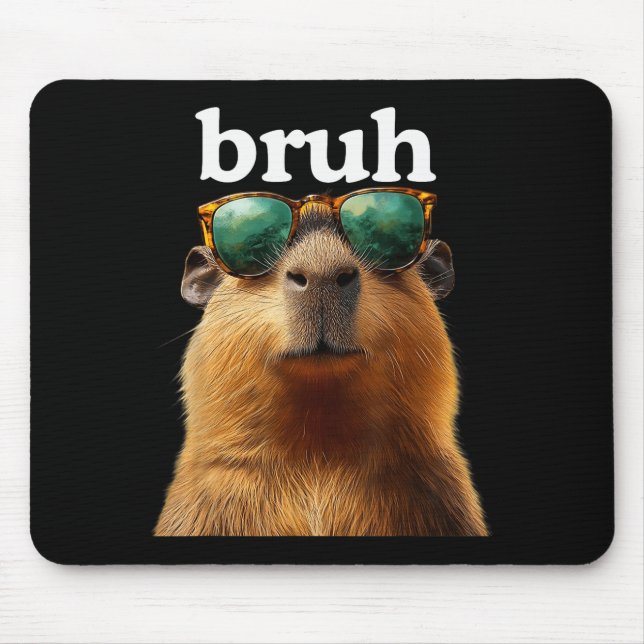 Capybara Bruh With Sungles Funny Meme Lovers Men W Mouse Mat (Front)