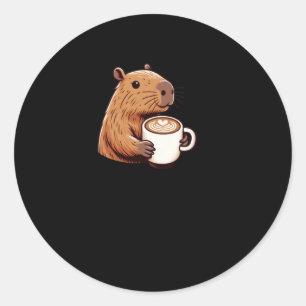 Capybara Cafetero Enjoying A Latte With Art Sticke Classic Round Sticker