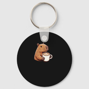 Capybara Cafetero Enjoying A Latte With Art Sticke Key Ring