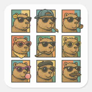 Capybara Calm Crew Square Sticker