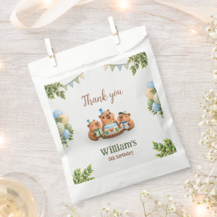 Capybara Capy Party Cute Blue Kawaii Boy Birthday Favour Bags