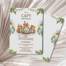Capybara Capy Party Cute Blue Kawaii Boy Birthday
