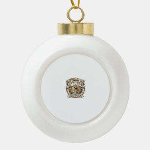 Capybara Cat Capybara Chill Cat Vintage Vector Art Ceramic Ball Christmas Ornament