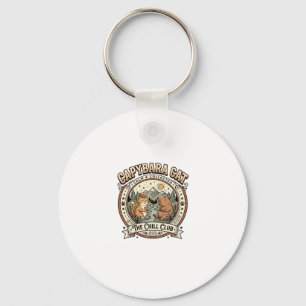 Capybara Cat Capybara Chill Cat Vintage Vector Art Key Ring