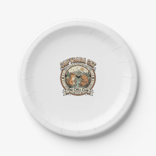 Capybara Cat Capybara Chill Cat Vintage Vector Art Paper Plate