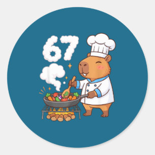 Capybara Chef 67 Six Seven Funny Brain Rot Meme Gr Classic Round Sticker