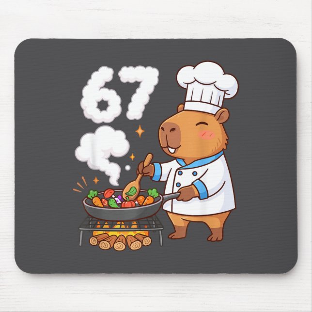 Capybara Chef 67 Six Seven Funny Brain Rot Meme Gr Mouse Mat (Front)