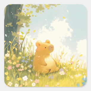 Capybara Chill Spot Square Sticker