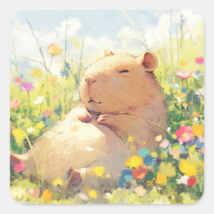 Capybara Chill Square Sticker