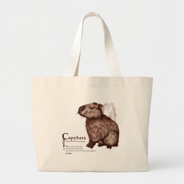 capybara - chocolate large tote bag (Front)