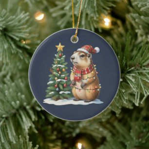 Capybara Christmas Cappy Animal Lover Xmas Ceramic Tree Decoration