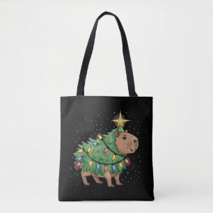 Capybara Christmas Gifts Capy Funny Xmas Tree Tote Bag