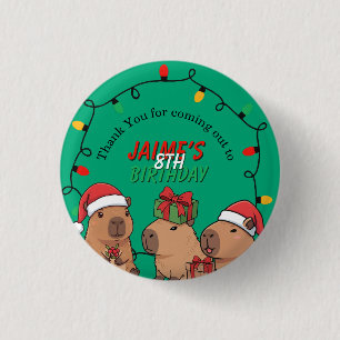 Capybara Christmas Lights Birthday Party  3 Cm Round Badge