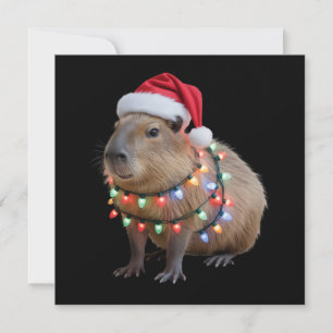 Capybara Christmas Lights Xmas Holiday Cappy Card
