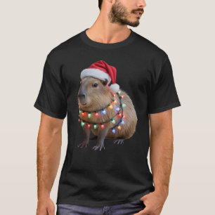 Capybara Christmas Lights Xmas Holiday Cappy  T-Shirt