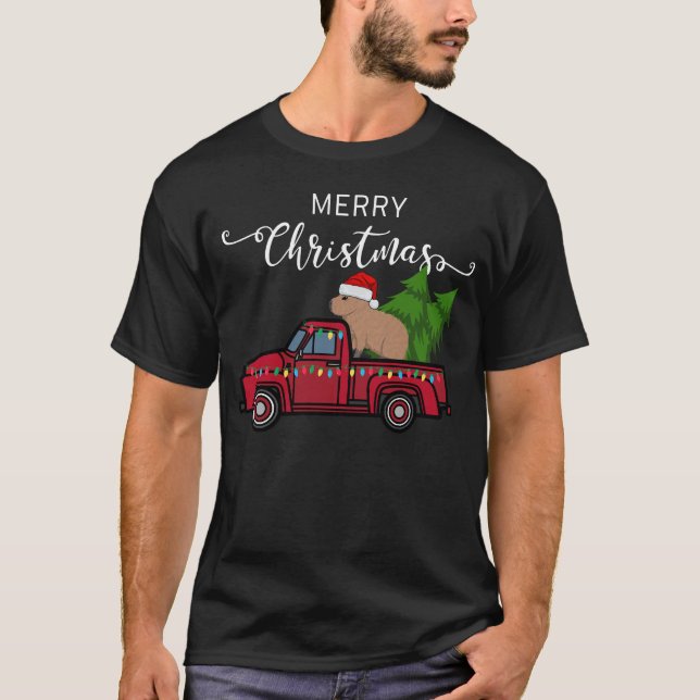 Capybara Christmas Ornament Truck Tree Funny Xmas  T-Shirt (Front)