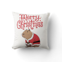 Capybara Christmas Pillow