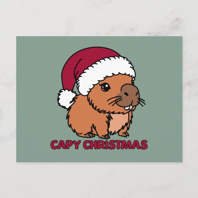 Capybara Christmas Postcard (Front)