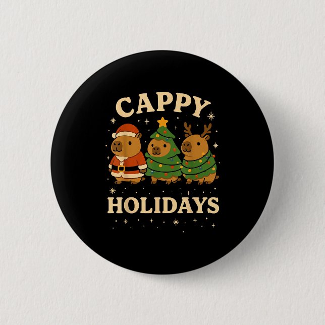 Capybara Christmas Shirt, Funny Capy Holidays  6 Cm Round Badge (Front)