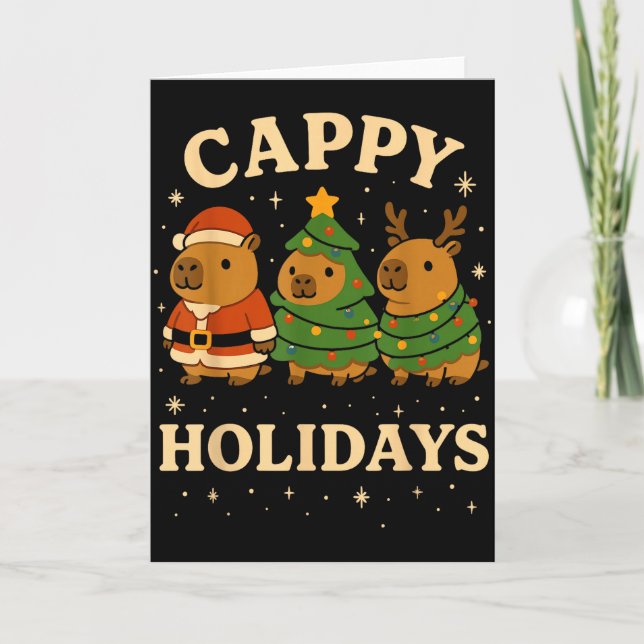 Capybara Christmas Shirt, Funny Capy Holidays  Card (Front)