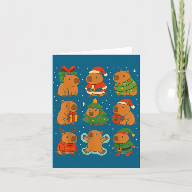 Capybara Christmas Shirt, Funny Capy Holidays  Card (Front)