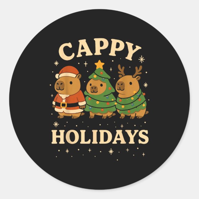 Capybara Christmas Shirt, Funny Capy Holidays  Classic Round Sticker (Front)