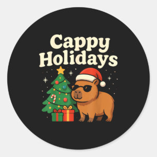 Capybara Christmas Shirt, Funny Capy Holidays Classic Round Sticker